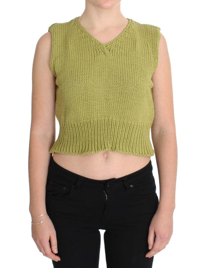Pull sans manches vert élégant PINK MEMORIES