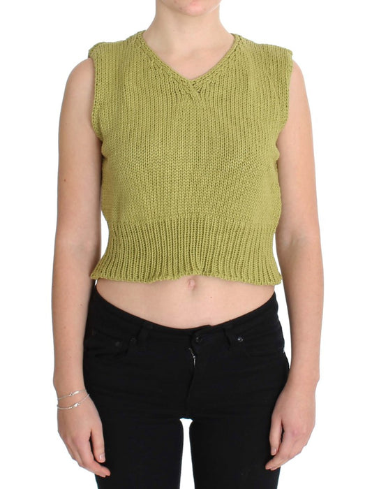Pull sans manches vert élégant PINK MEMORIES