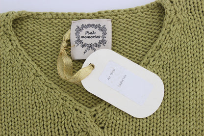 Pull sans manches vert élégant PINK MEMORIES