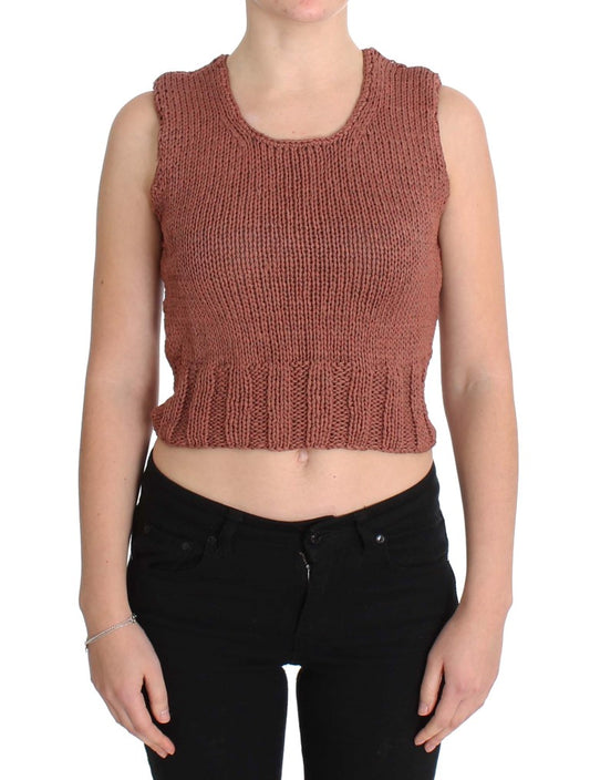 Pull sans manches en tricot rouge chic PINK MEMORIES