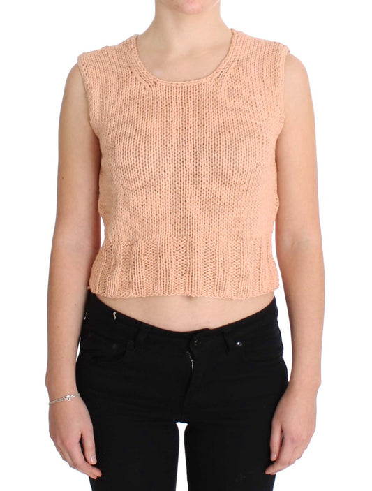 PINK MEMORIES Pull sans manches en tricot rose élégant