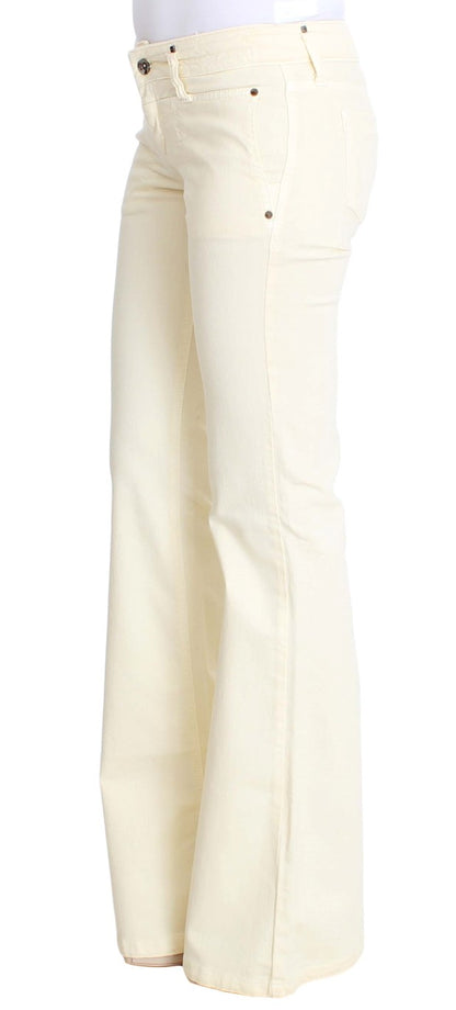 Jean évasé de créateur Costume National Chic blanc cassé
