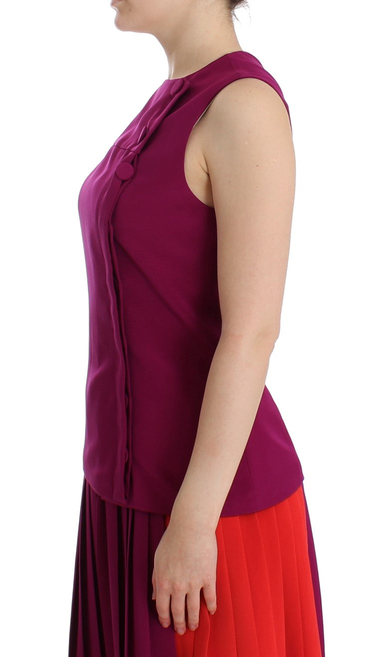 Superbe chemisier violet sans manches en soie Barbara Casasola