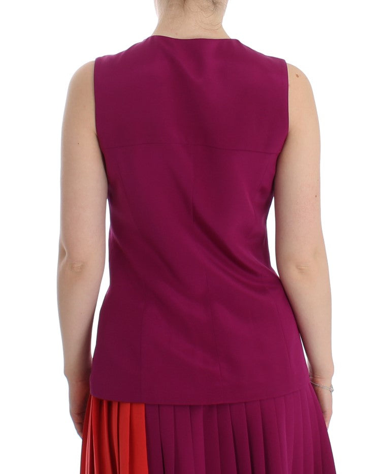 Superbe chemisier violet sans manches en soie Barbara Casasola