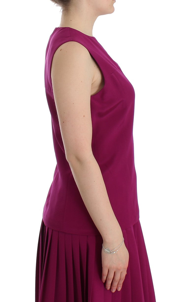 Superbe chemisier violet sans manches en soie Barbara Casasola