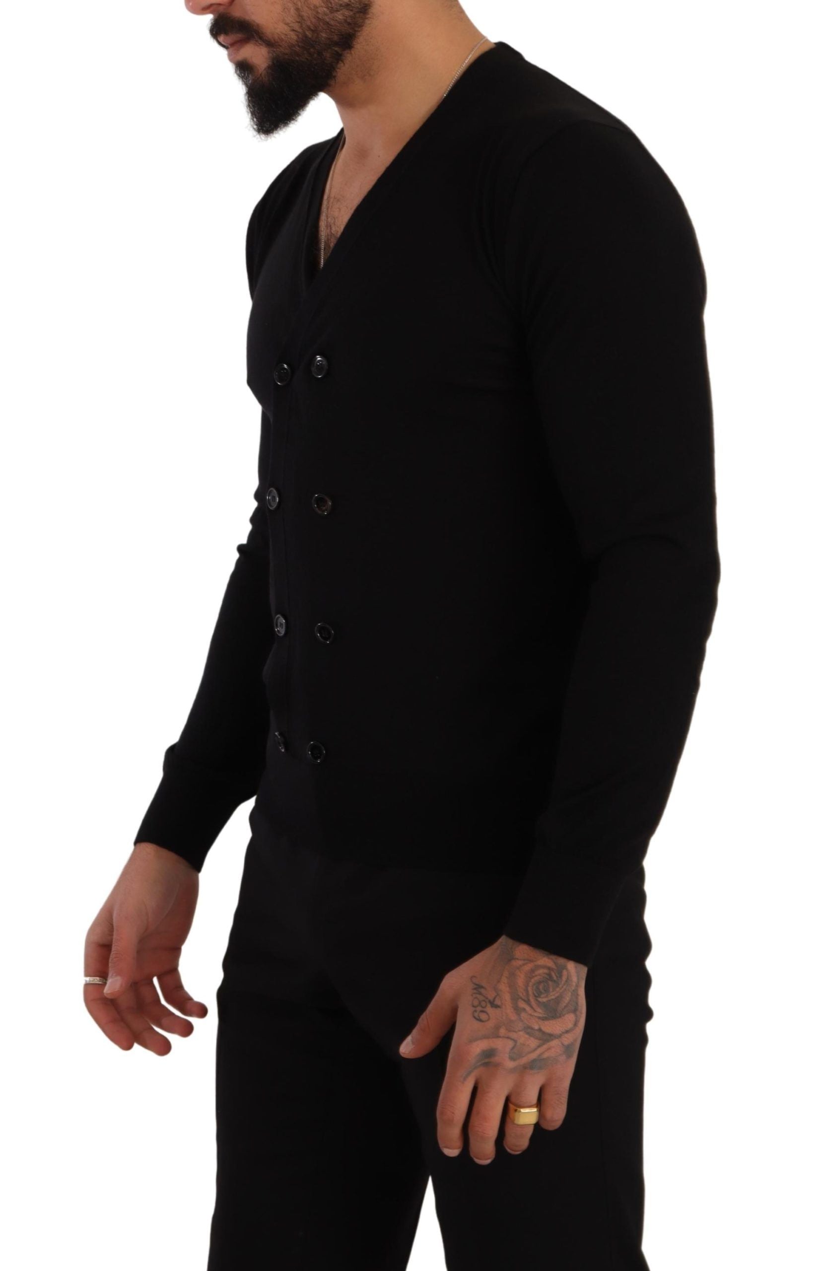 Dolce & Gabbana Black Cashmere Button Down Cardigan Sweater by Dolce & Gabbana