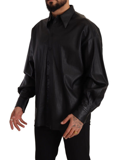 Veste élégante en cuir noir Dolce &amp; Gabbana
