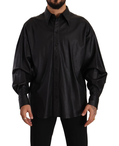 Veste élégante en cuir noir Dolce &amp; Gabbana