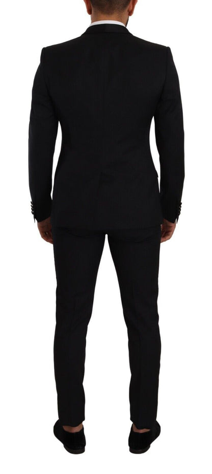 Costume élégant en laine et soie à motifs noirs Dolce &amp; Gabbana