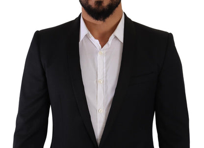 Costume élégant en laine et soie à motifs noirs Dolce &amp; Gabbana