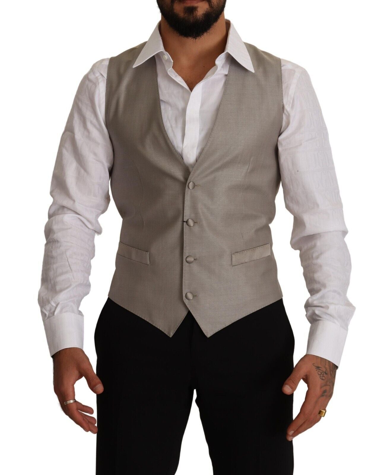 Dolce &amp; Gabbana Beige Wool Single Breasted Waistcoat Cardigan