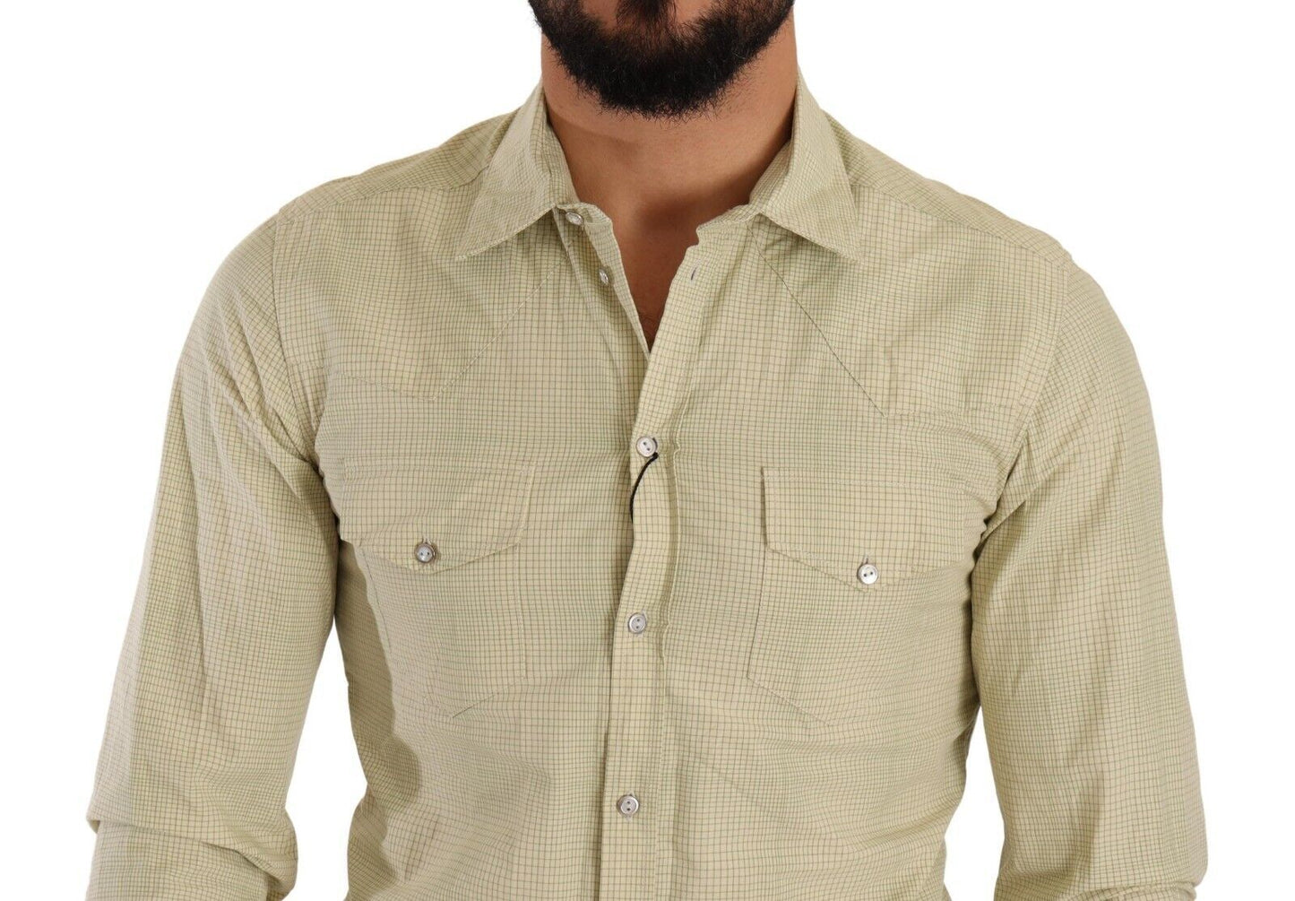 Dolce & Gabbana Yellow SICILIA Cotton Casual Slim Fit Shirt by Dolce & Gabbana