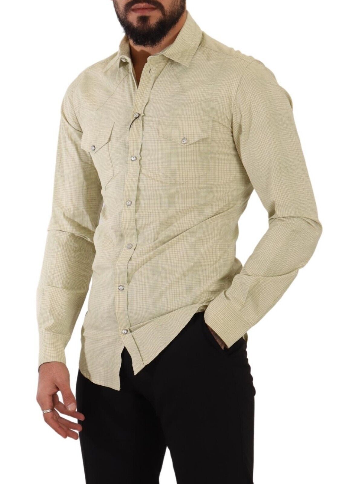 Dolce & Gabbana Yellow SICILIA Cotton Casual Slim Fit Shirt by Dolce & Gabbana