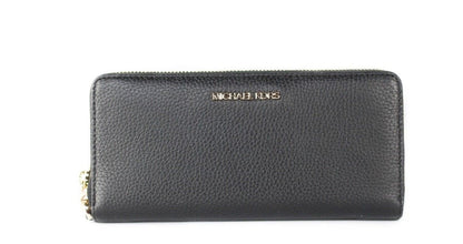 Portefeuille continental Michael Kors Jet Set Travel grand format en cuir galet noir