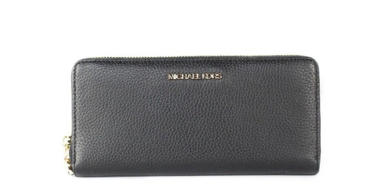 Portefeuille continental Michael Kors Jet Set Travel grand format en cuir galet noir