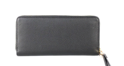 Portefeuille continental Michael Kors Jet Set Travel grand format en cuir galet noir
