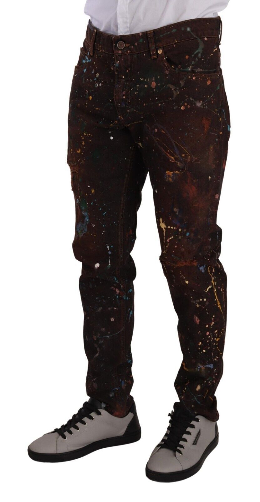 Jean en denim peint multicolore élégant Dolce &amp; Gabbana