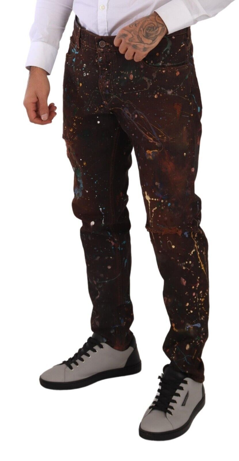 Jean en denim peint multicolore élégant Dolce &amp; Gabbana