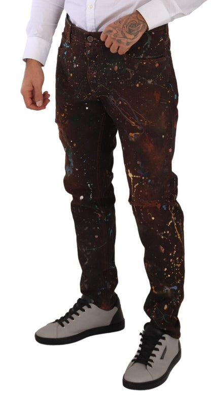 Jean en denim peint multicolore élégant Dolce &amp; Gabbana