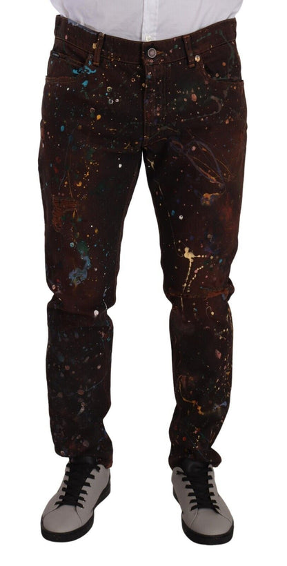Jean en denim peint multicolore élégant Dolce &amp; Gabbana