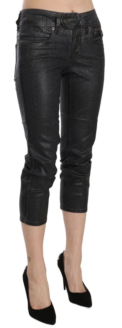 John Galliano Black Washed Mid Waist Slim Leg Cropped Denim Pants by John Galliano