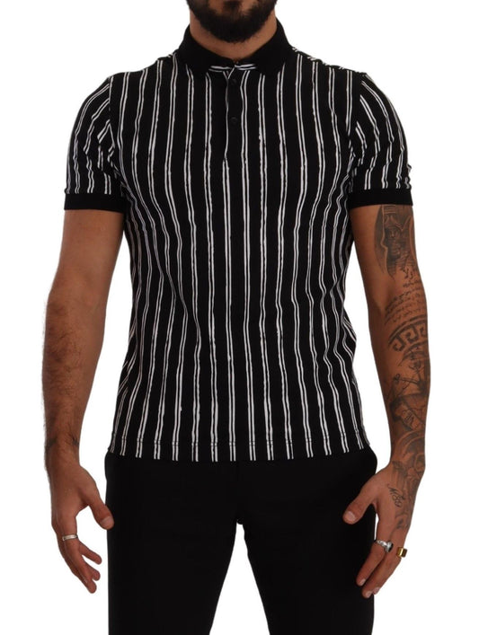 Polo rayé élégant Dolce &amp; Gabbana noir