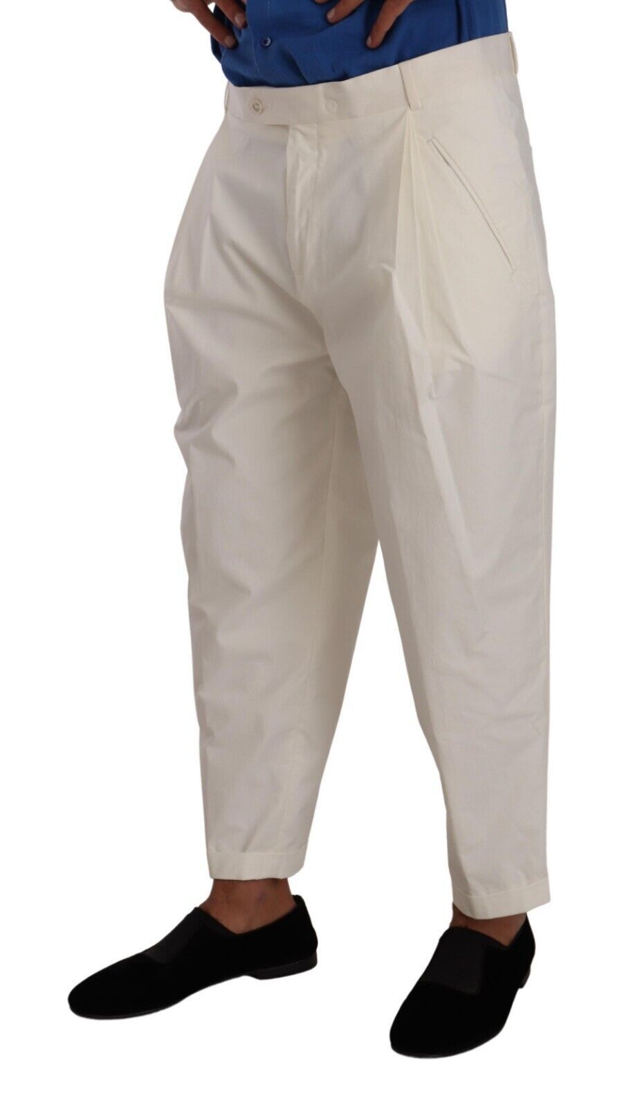 Pantalon habillé élégant en coton stretch blanc Dolce &amp; Gabbana