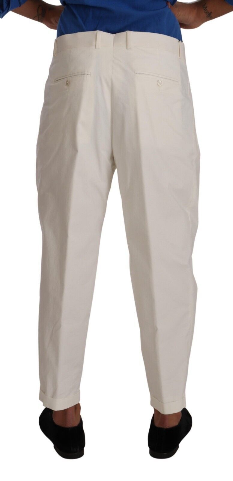 Pantalon habillé élégant en coton stretch blanc Dolce &amp; Gabbana