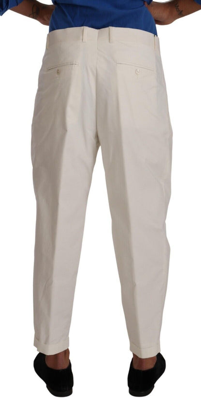 Pantalon habillé élégant en coton stretch blanc Dolce &amp; Gabbana