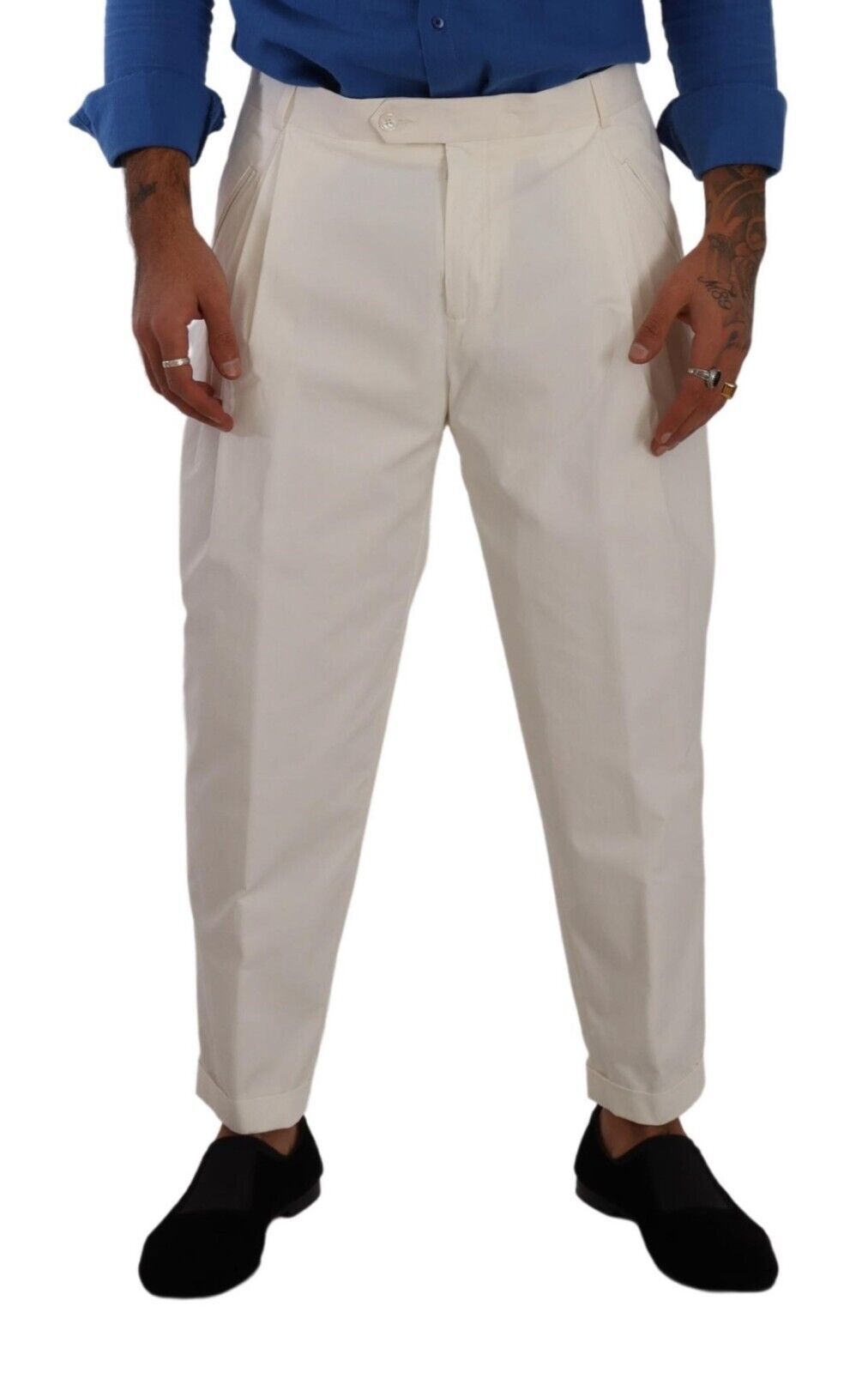 Pantalon habillé élégant en coton stretch blanc Dolce &amp; Gabbana