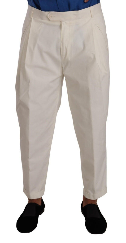 Pantalon habillé élégant en coton stretch blanc Dolce &amp; Gabbana