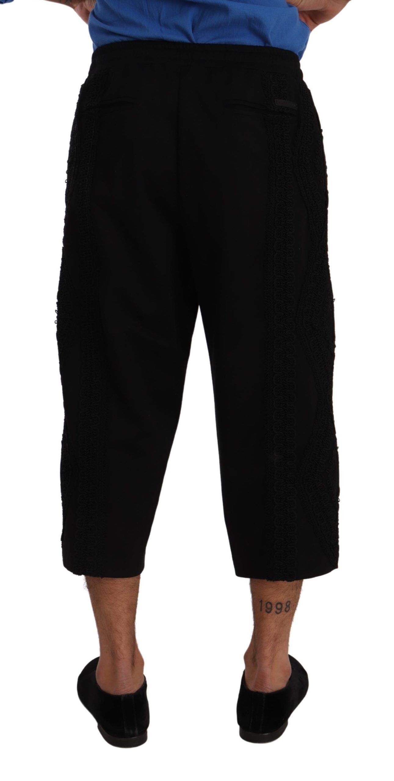 Pantalon court élégant en coton mélangé noir Dolce &amp; Gabbana
