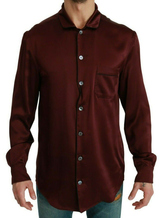 Chemise en soie bordeaux Dolce &amp; Gabbana inspirée du pyjama
