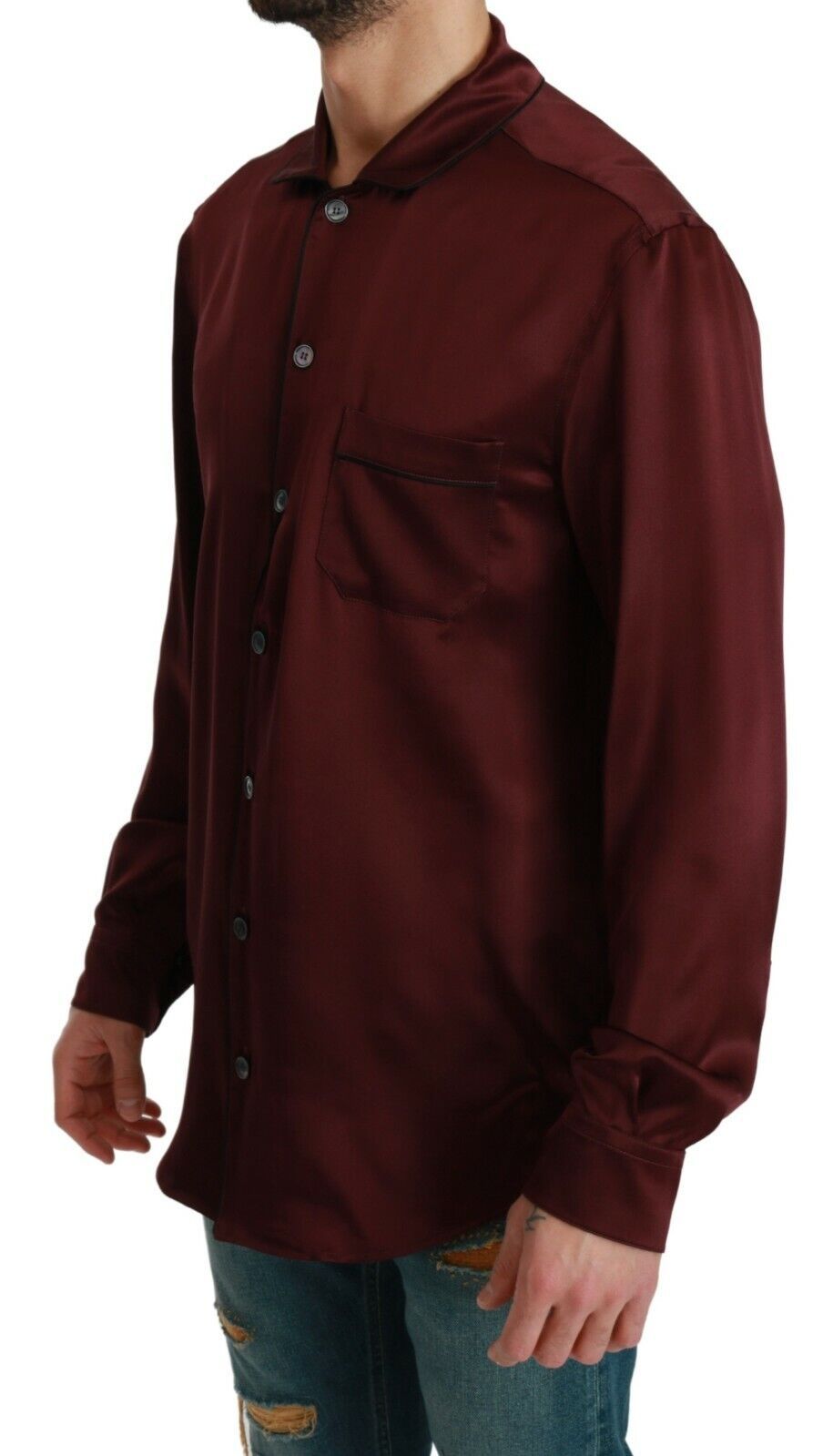 Chemise en soie bordeaux Dolce &amp; Gabbana inspirée du pyjama