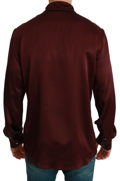 Chemise en soie bordeaux Dolce &amp; Gabbana inspirée du pyjama