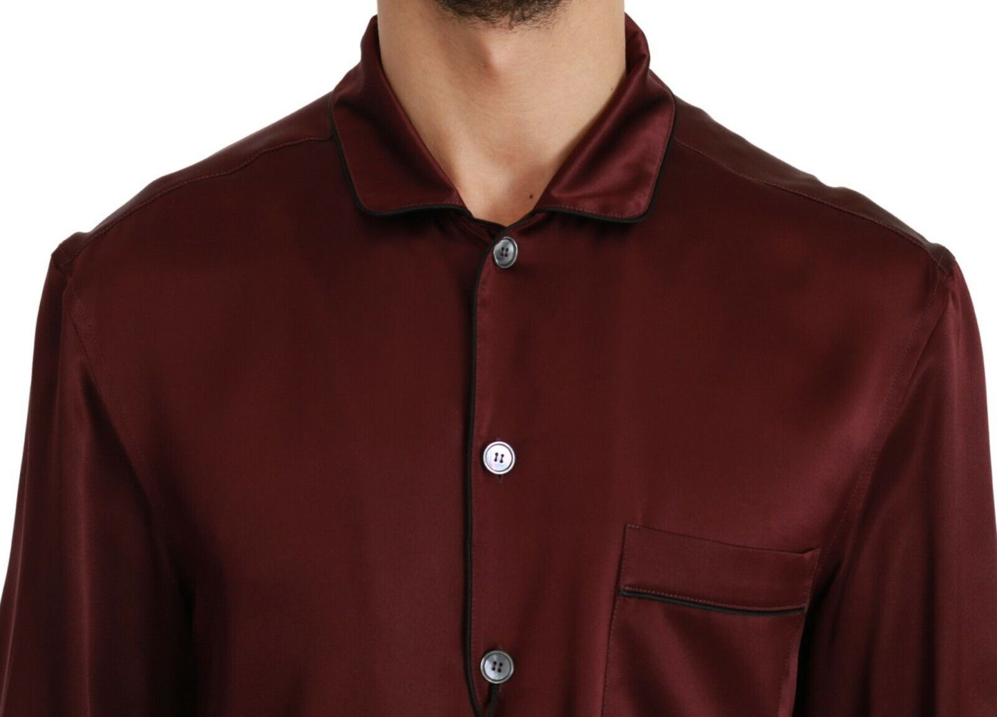 Chemise en soie bordeaux Dolce &amp; Gabbana inspirée du pyjama