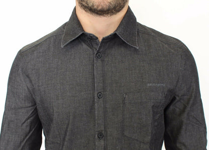 Ermanno Scervino Chemise décontractée en denim stretch gris élégant