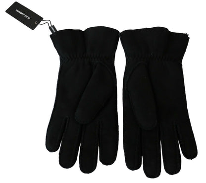 Gants de motard élégants en cuir noir Dolce &amp; Gabbana