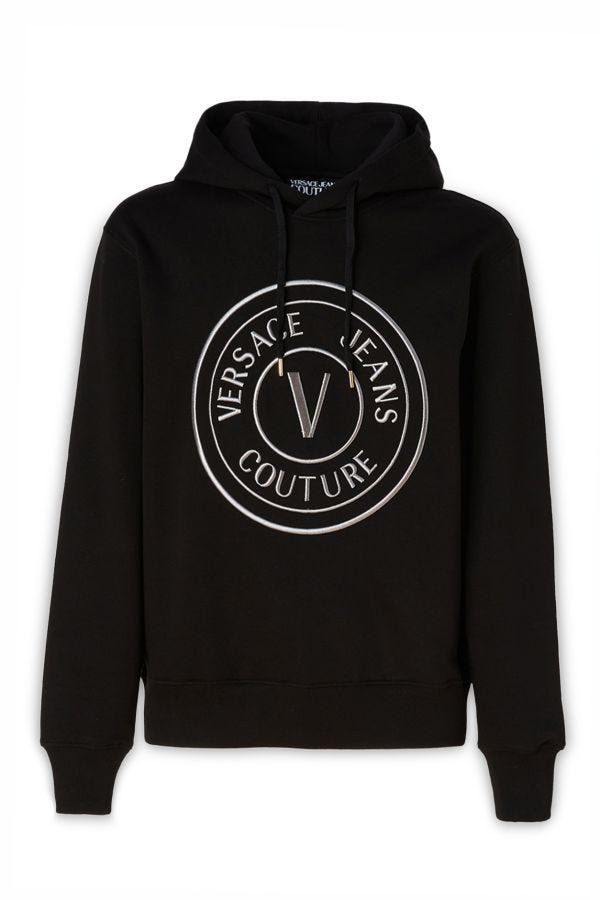 Versace Jeans Stunning Hooded Black Cotton Sweatshirt by Versace Jeans