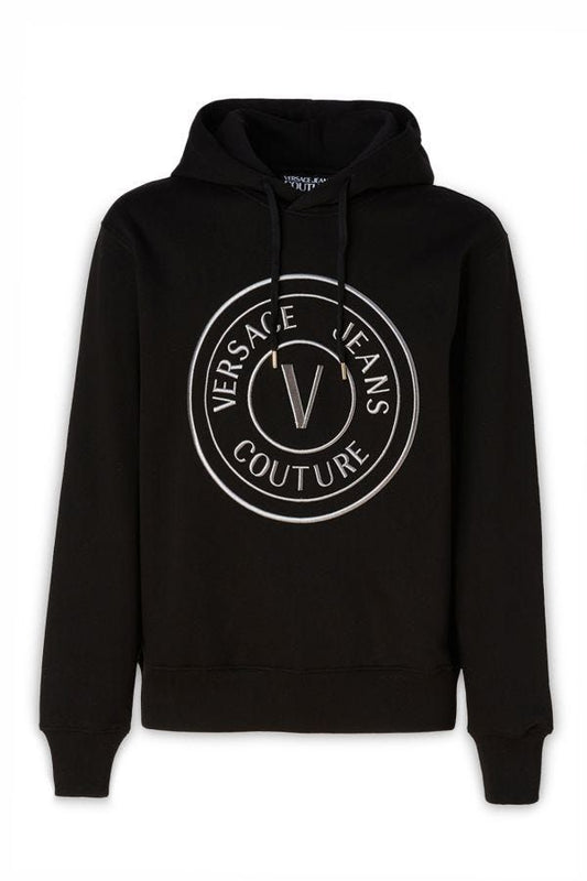 Versace Jeans Stunning Hooded Black Cotton Sweatshirt by Versace Jeans