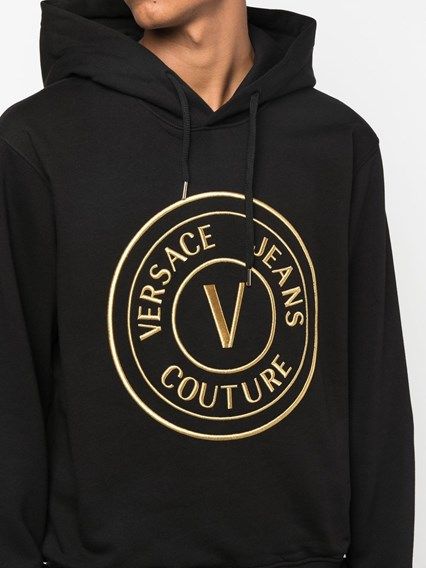 Versace Jeans Chic Black Hooded Sweatshirt by Versace Jeans