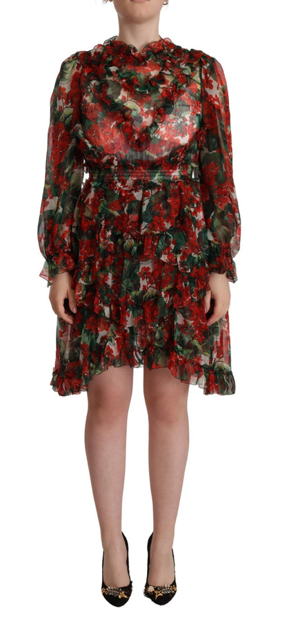 Dolce & Gabbana Multicolor Red Floral Silk Long Maxi Dress by Dolce & Gabbana