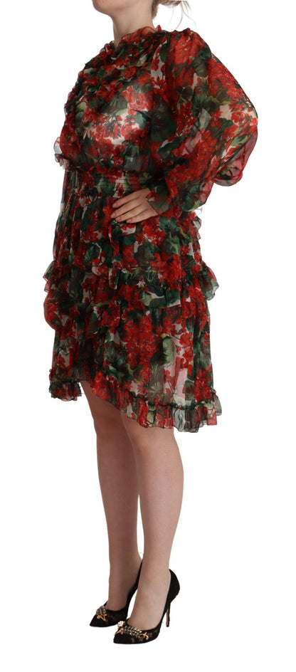 Dolce & Gabbana Multicolor Red Floral Silk Long Maxi Dress by Dolce & Gabbana