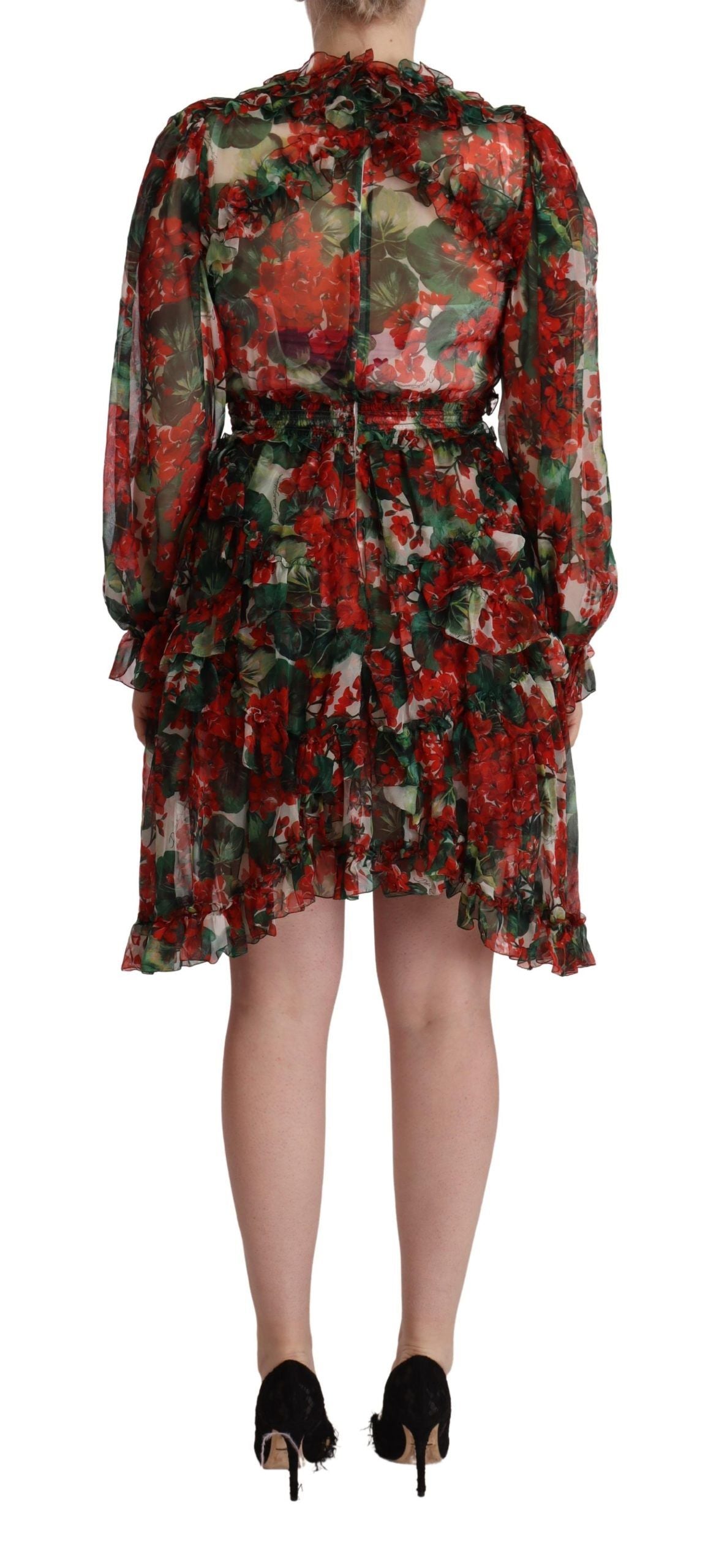 Dolce & Gabbana Multicolor Red Floral Silk Long Maxi Dress by Dolce & Gabbana