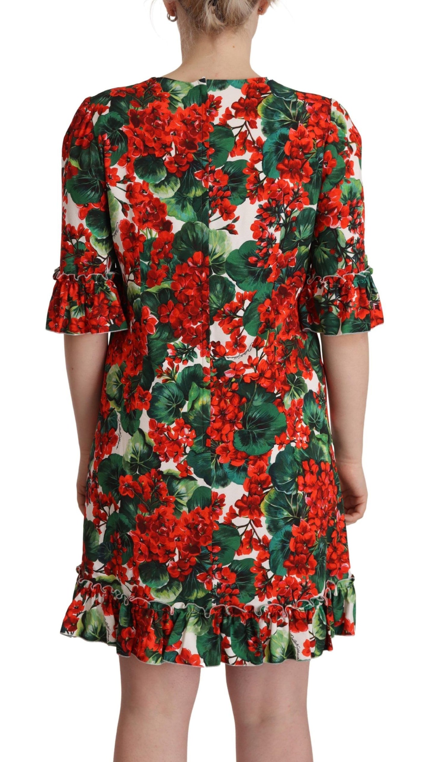 Dolce & Gabbana Multicolor Red Floral Shift Gown Dress by Dolce & Gabbana