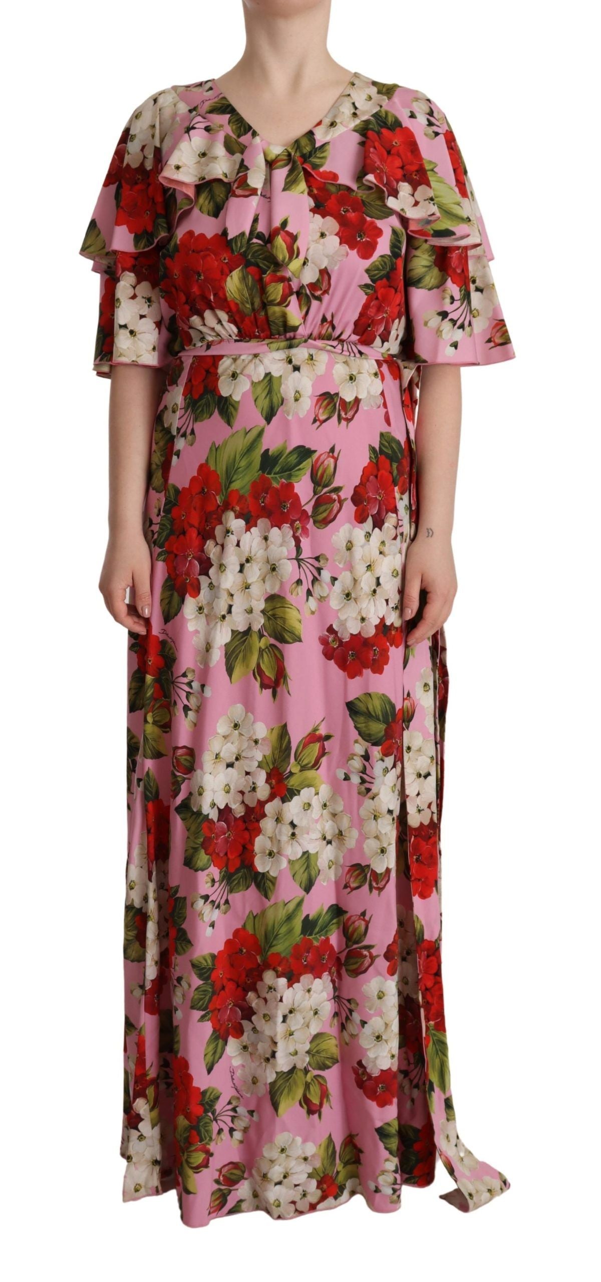 Dolce & Gabbana Pink Floral Silk Stretch Gown Maxi Dress by Dolce & Gabbana