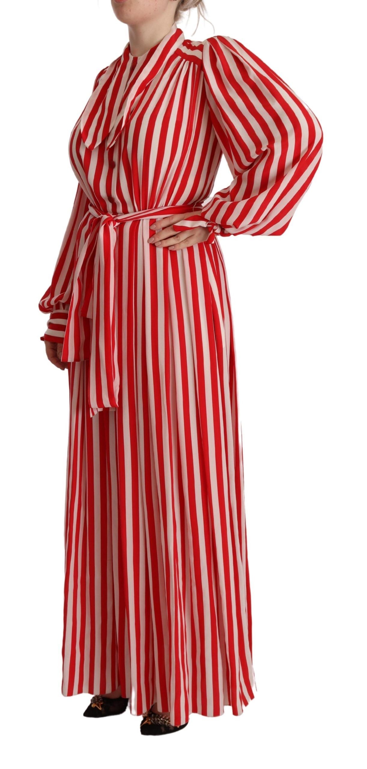 Dolce & Gabbana White Red Silk A-Line Shift Gown Dress by Dolce & Gabbana