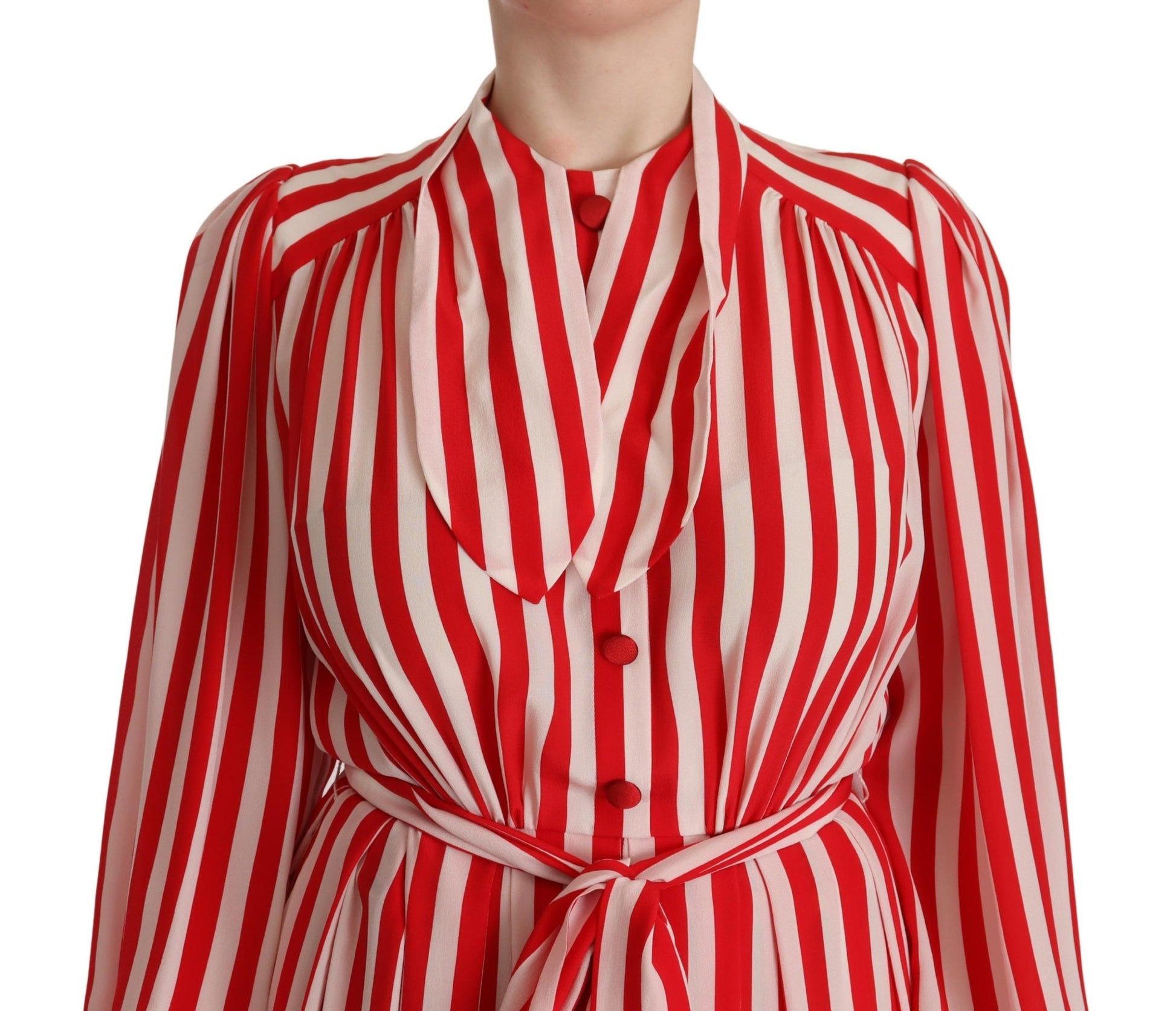Dolce & Gabbana White Red Silk A-Line Shift Gown Dress by Dolce & Gabbana