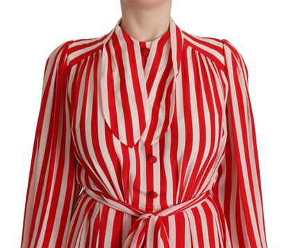 Dolce & Gabbana White Red Silk A-Line Shift Gown Dress by Dolce & Gabbana