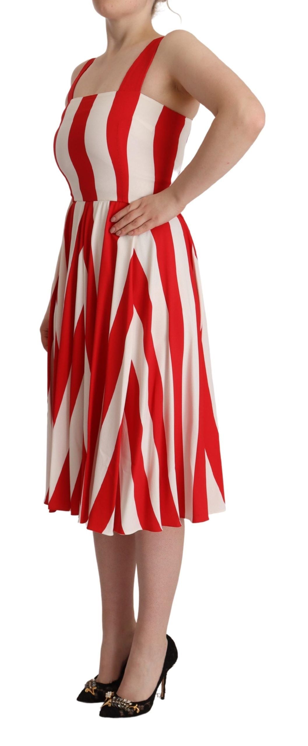 Dolce & Gabbana White Red Stretch Shift A-line Gown Dress by Dolce & Gabbana